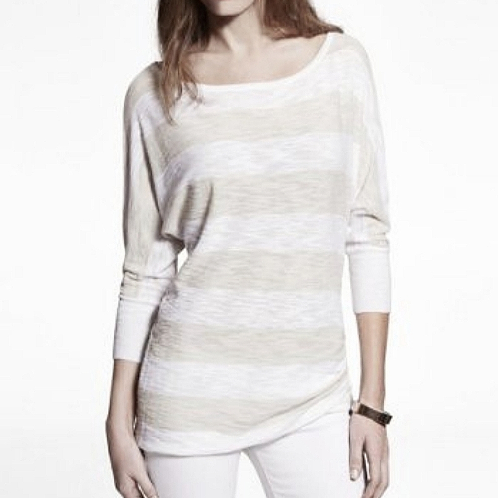 Express Striped Side Ruched Slub Knit Tunic Small